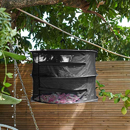 Athemeet Kruiden bewaren kruidendroger kruid drogen net hangen drogen mesh rek opvouwbaar met ritssluiting voor levensmiddelen kruiden fruit thee rokers 2 lagen zwart - Image 8