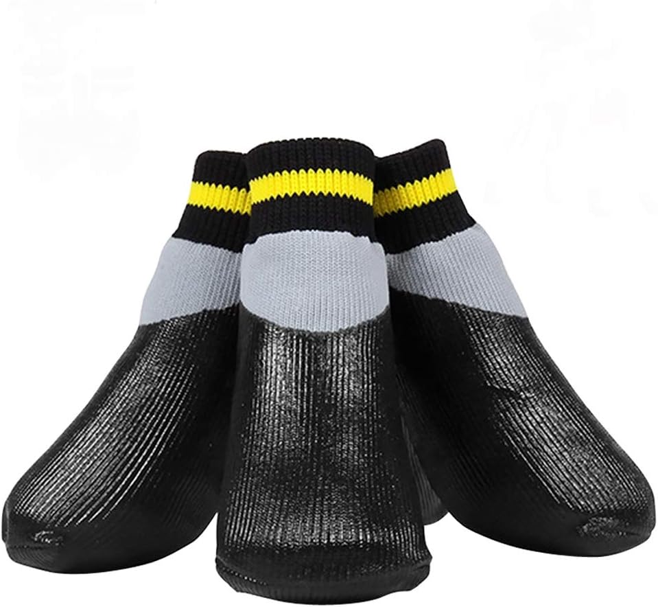 4pcs/Set Outdoor Waterproof Nonslip Anti-Stain Dog Cats Socks Booties Shoes Wth Rubber Sole Pet Paw Protector for Small Large Dog (5)