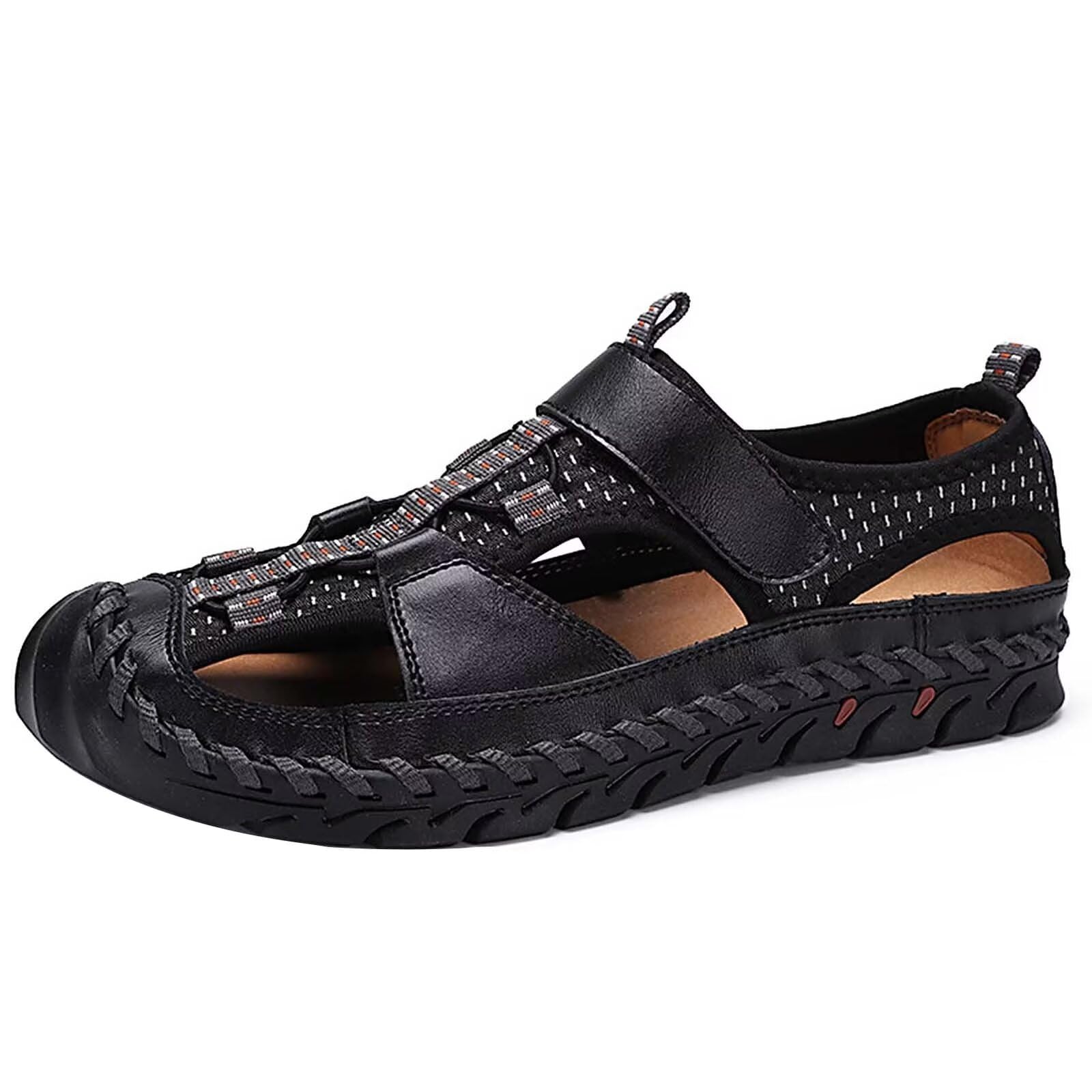 Rivccku Sandali Sportivi Uomo Cuoio Sandali Trekking Sandali Estivi Chiusi Sandali da Mare All'aperto Spiaggia Pescatore Antiscivolo