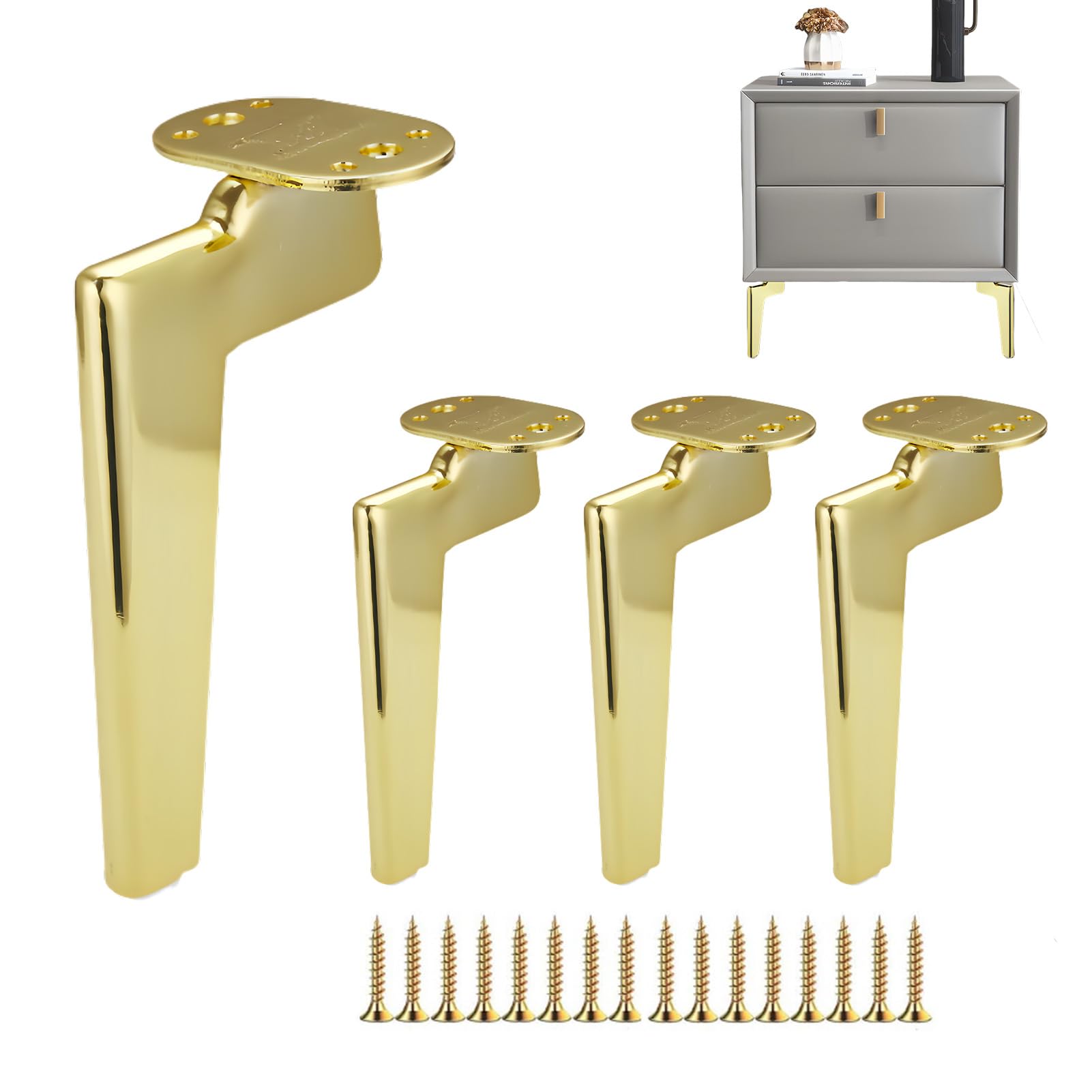 4 Metal Furniture Legs, Modern Replacement Sofa Foot, Coffee Table, TV Cabinet