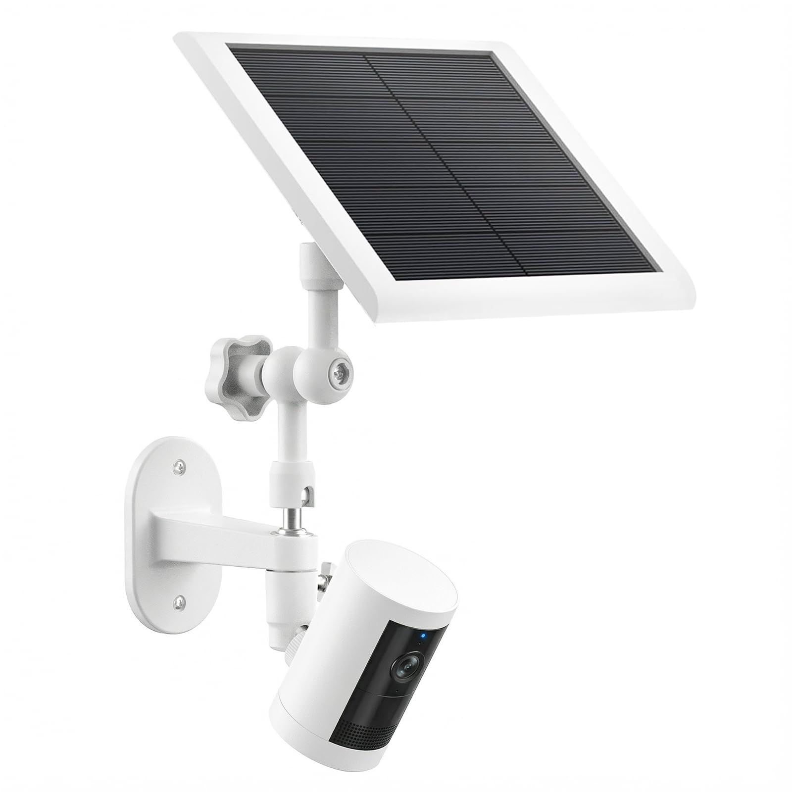 2-in-1 Wall Mount for Ring Solar Panel (2W/4W) & Stick Up Cam Battery, Ring Spotlight Cam Plus/Pro (Battery), Adjustable Angle for Optimal Outdoor Sunlight Exposure, White