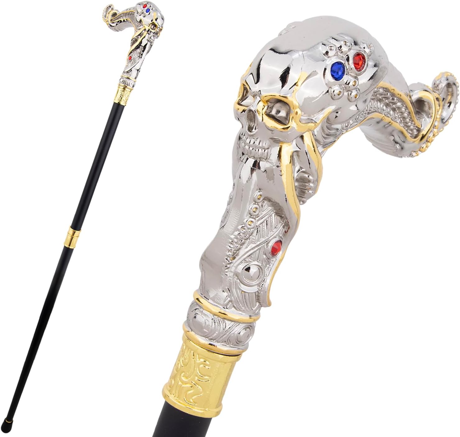 Yellow White Skull Fish Squid Walking Cane Diamond Cane Decorative Stick Decorative Cosplay and Parties for Cosplay & Party 94cm