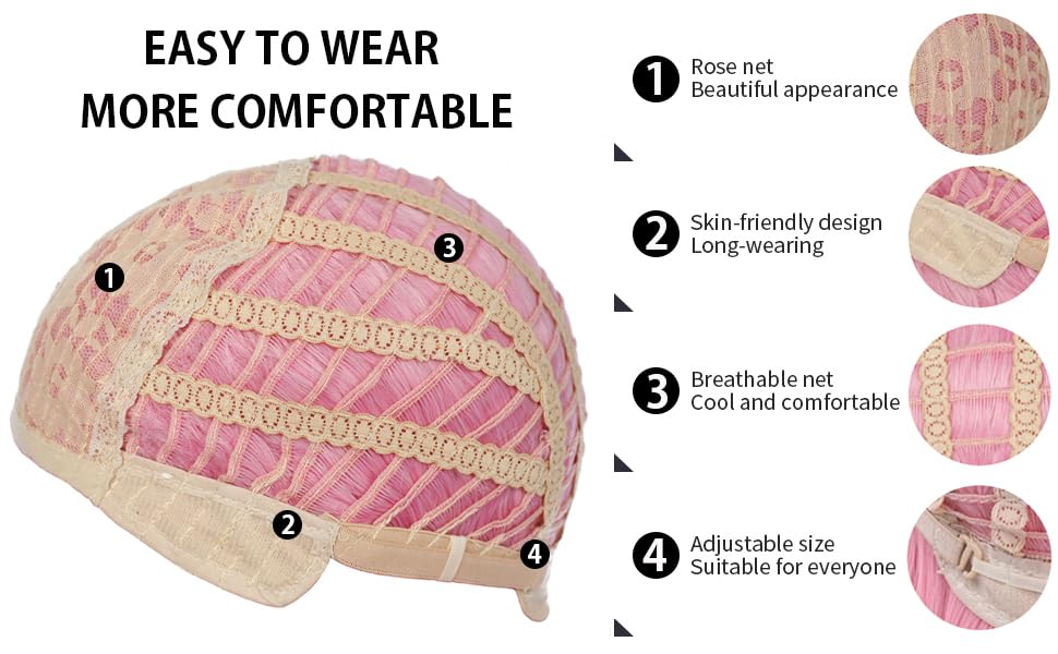 BERON 14" Pink Wigs for Women Girls Short Curly Wavy Wig Pastel Colored Shoulder Length Side Part Wave Halloween Cosplay Daily Party Wigs - Image 5