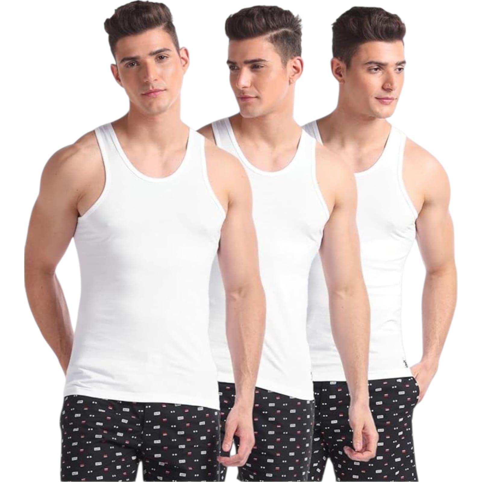 Freedom Men's Vest, Pure Cotton, White, Pack of 3