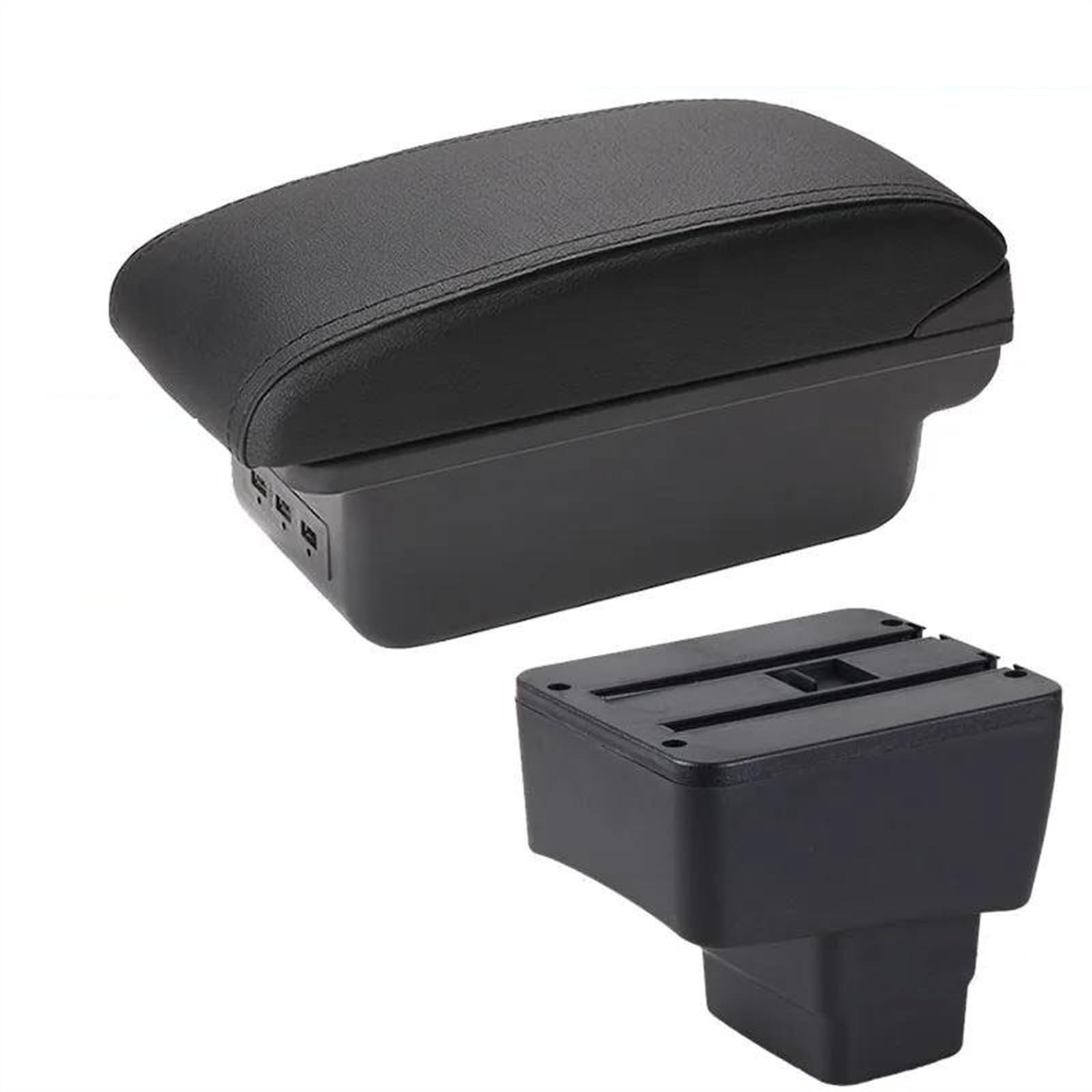 NOHEEU Armrest Retrofit Car Storage Box Accessories For Mazda 2/CX3 2018 2019 2020(B2 Black line 3USB)
