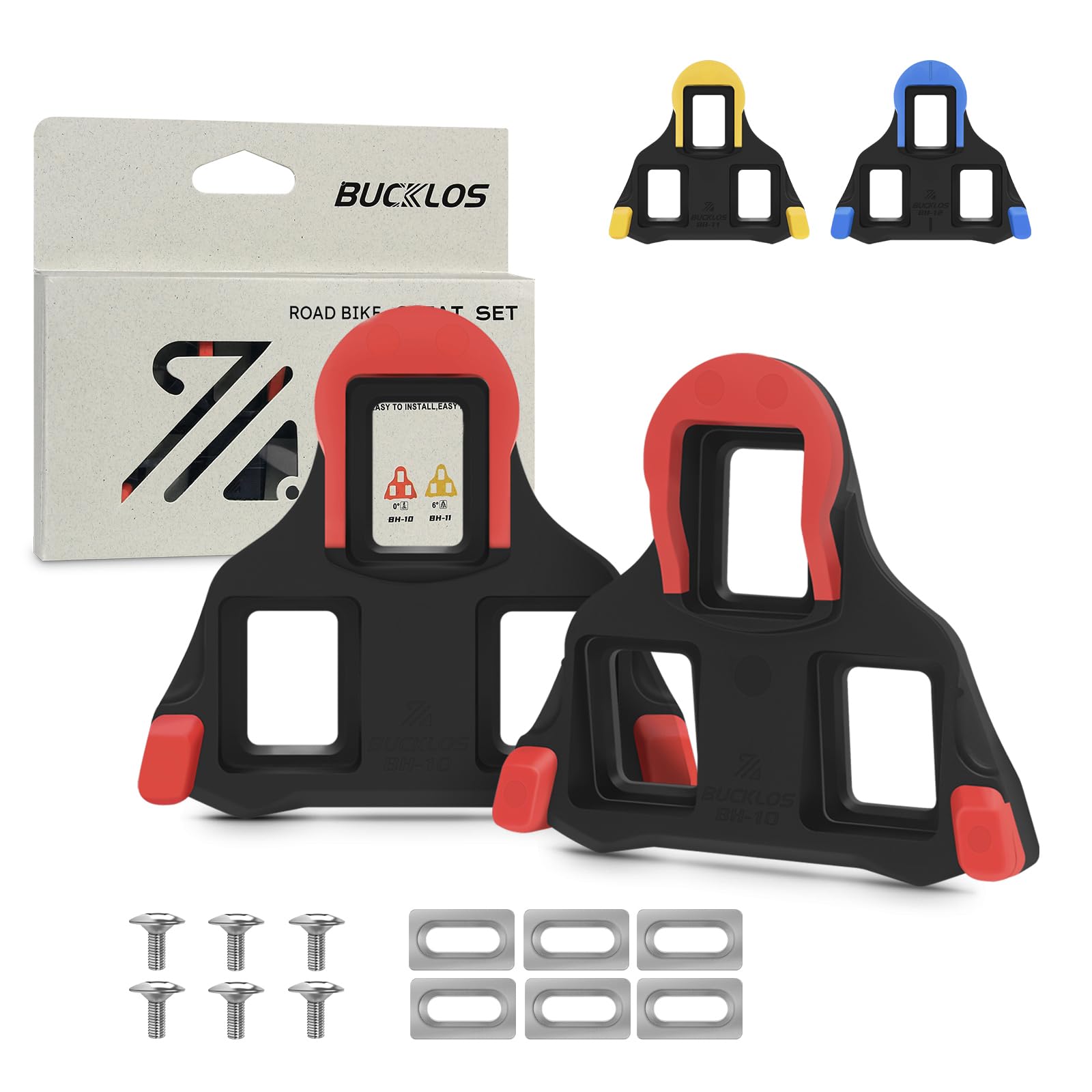 AEYINO SPD SL Cleats for Road Bike Cycling Shoes Compatible with Shimano Pedals-BH10/BH11/BH12 Float Cleats for Indoor Peloton & Outdoor Bicycle Training
