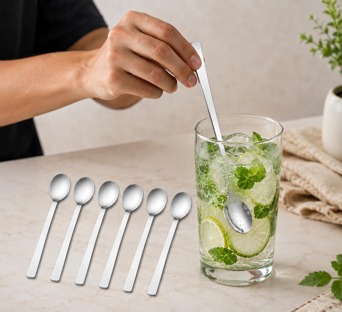 Dynore Stainless Steel Soda Spoons - Set of 6 -4