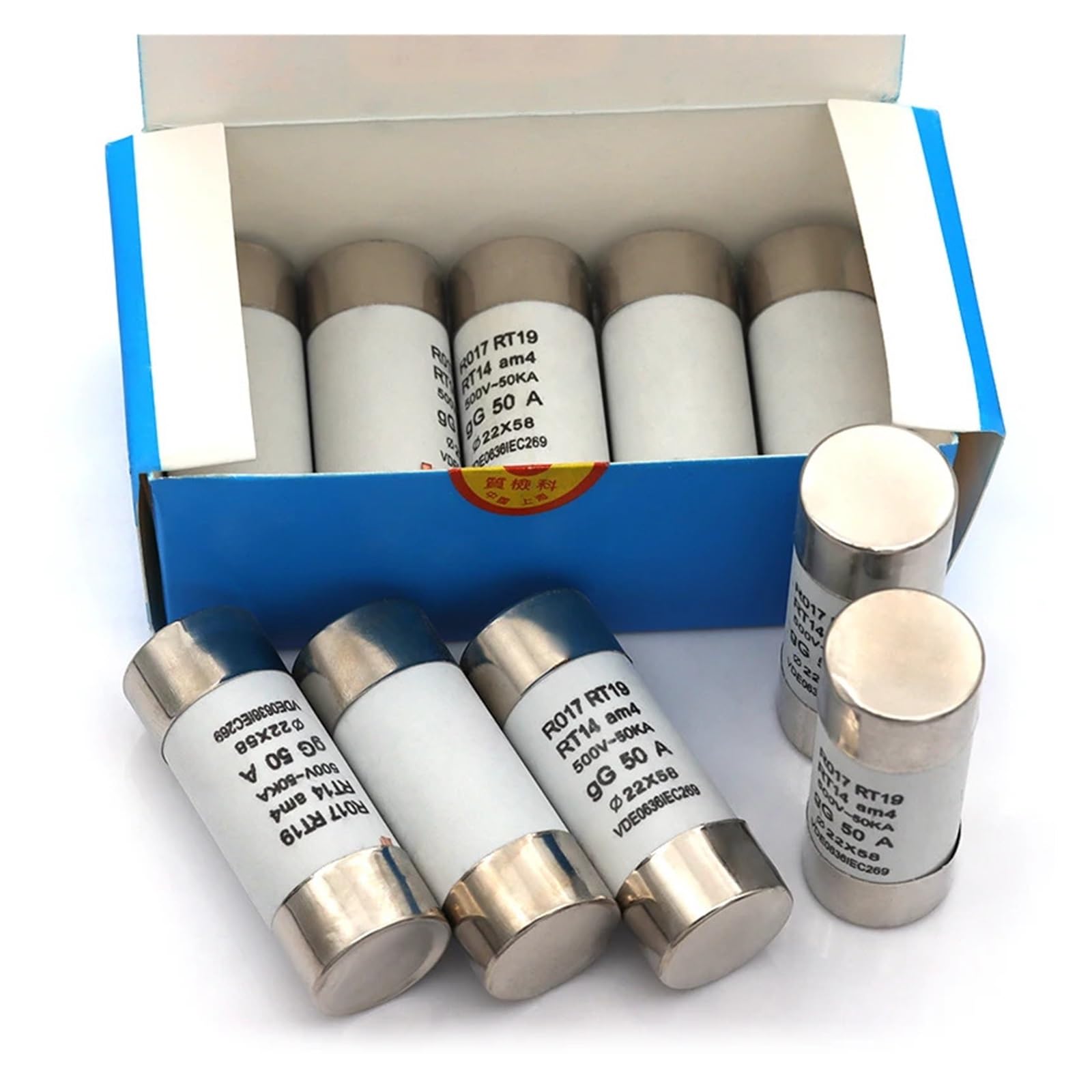 Fusibile ceramico, Base con fusibile ceramico 500V RO17 40-125A RT18 RT14 da 22x58mm(10PC,40A)