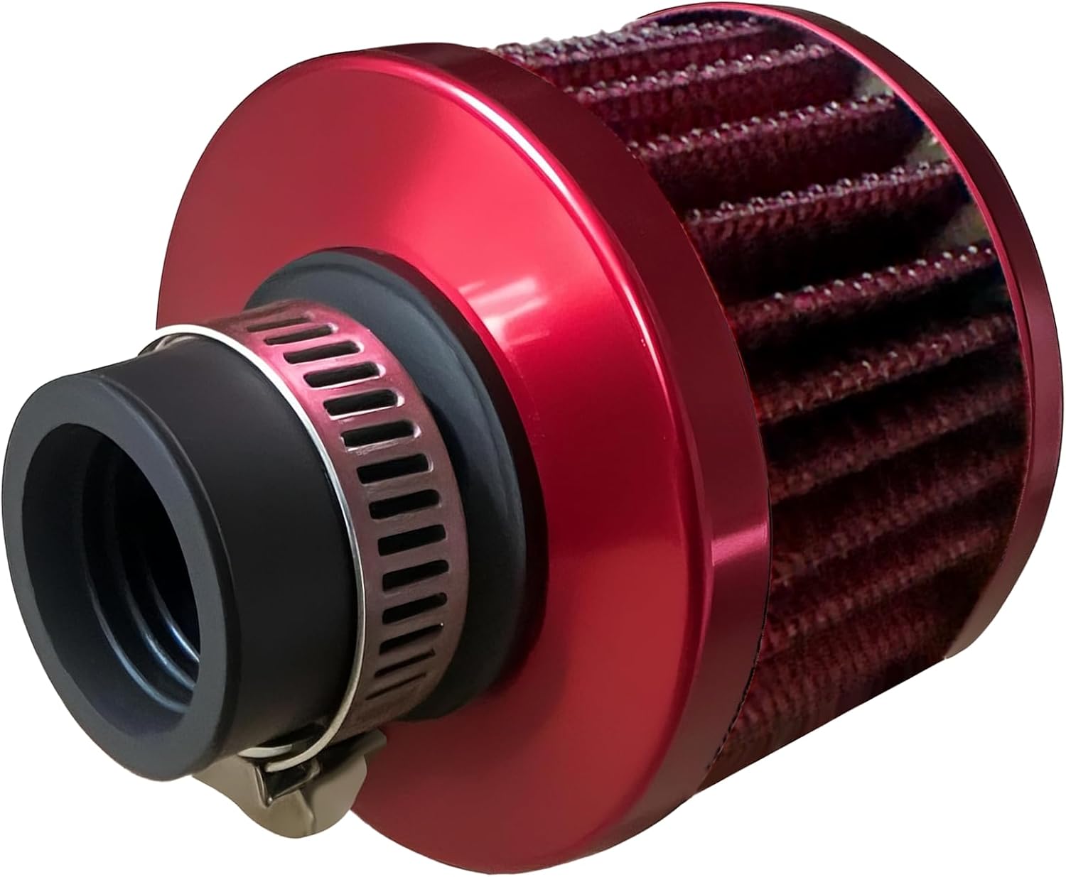 18mm Cold Air Intake Filter, Automotive Cold Air Breather Filter with Adjustable Clamp, Car Valve CoverTurbo Vent Cleaner Accessory, Fits for Car Motorcycle (Black)