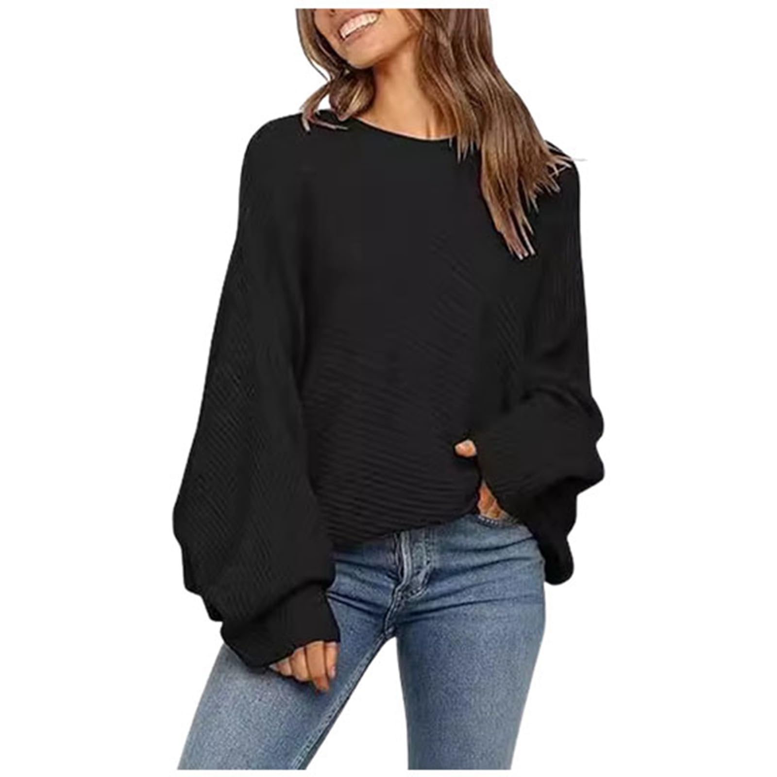 Womens Oversized Sweater Cute Off The Shoulder Tops for Women Thick Sweaters Knit Neck Pullover Casual Shirts