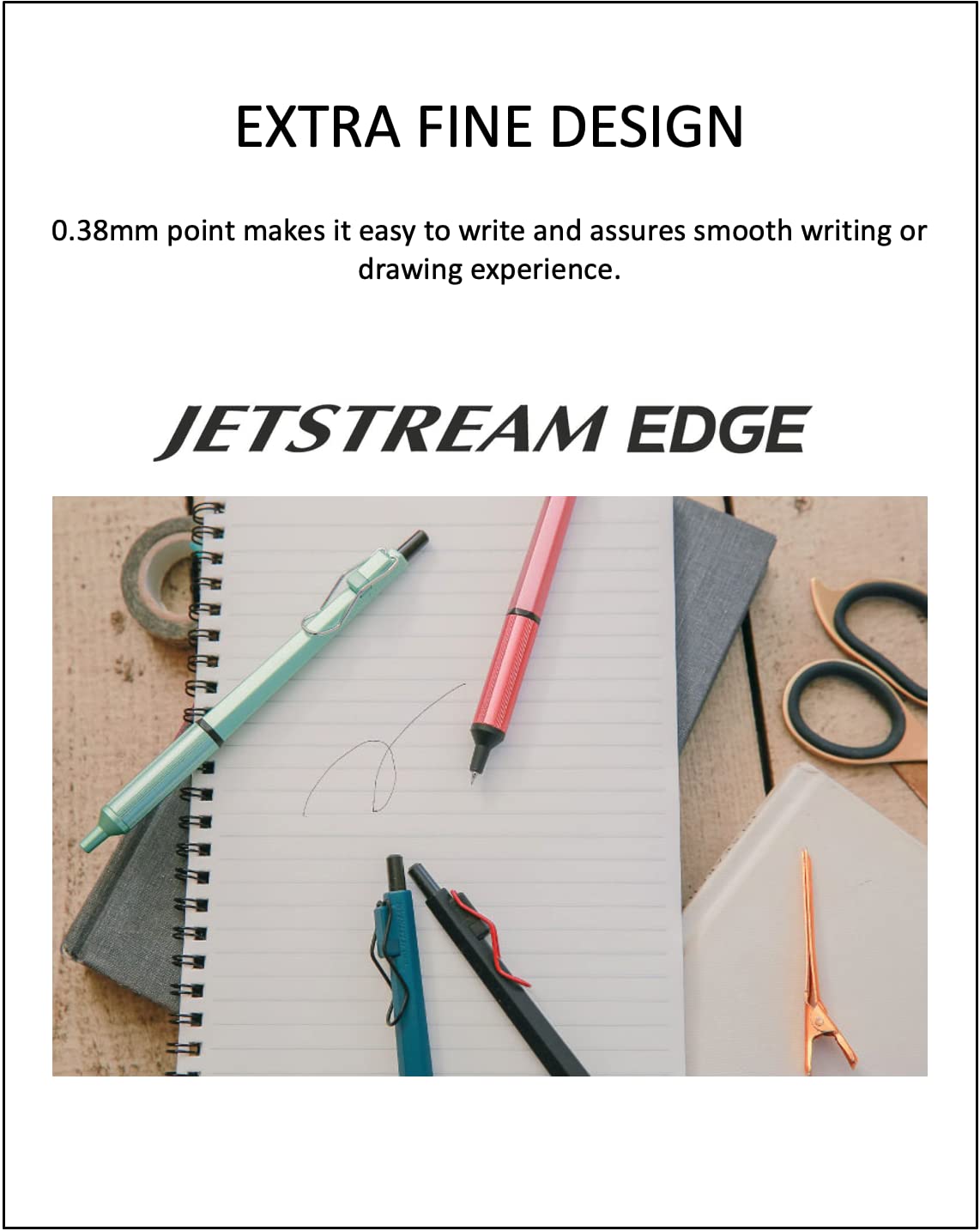 Uni Jetstream EDGE - Penna a sfera a base di olio, 0,38 mm, corpo verde menta + 10 ricariche nere