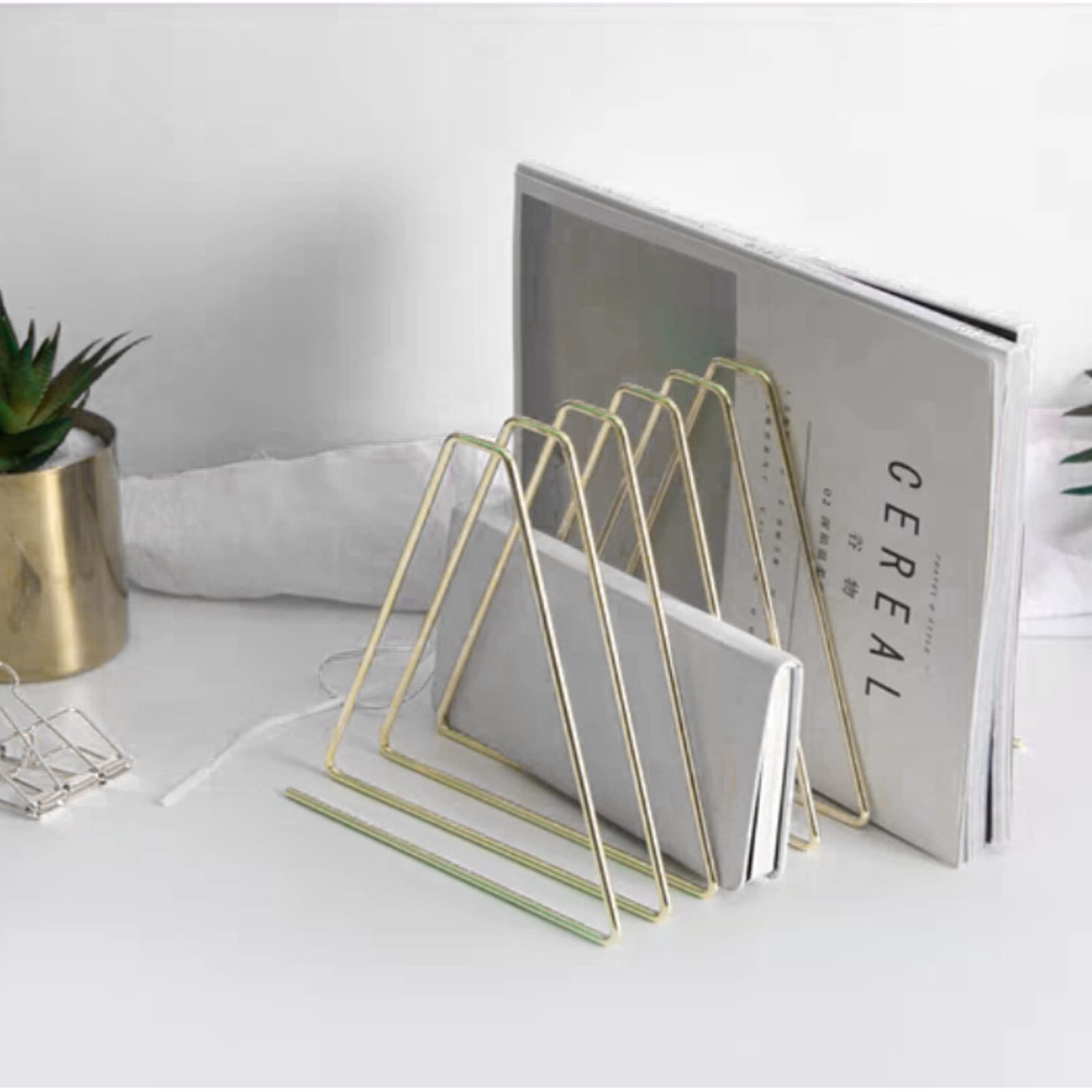 Portariviste Metallo Regolabile A Triangolo - Espandibile, 7 Scomparti, Per Libri E Riviste | Colore Oro - Foto 9