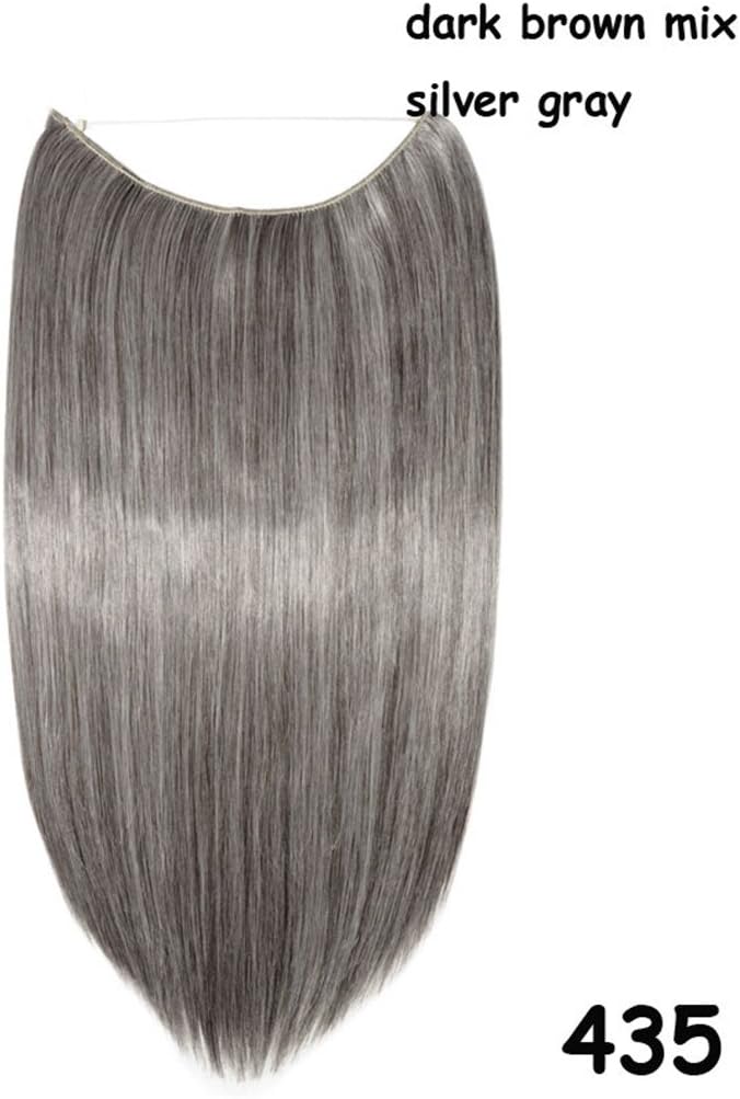 20 Inches Invisible Wire No Clips In Hair Extensions Secret Fish Line Hairpieces Silky Straight Real Natural Synthetic #33 20inches