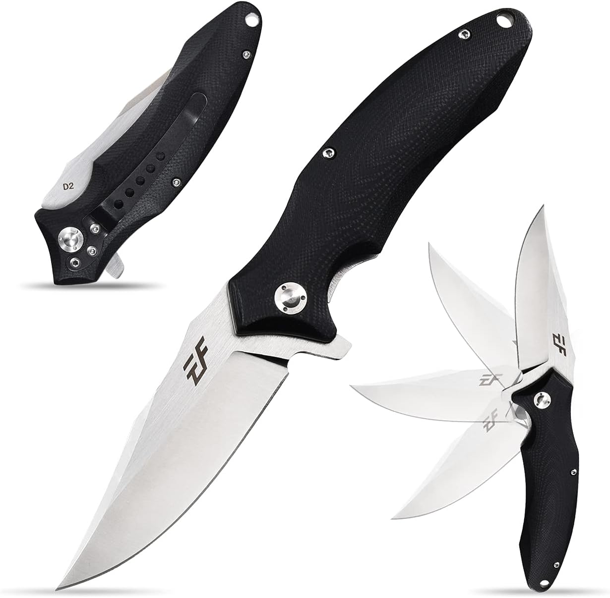 Eafengrow EF339 Folding Knife D2 Blade G10 Handle EDC Tool Camping Knives Outdoor Pocket Knives (desert)