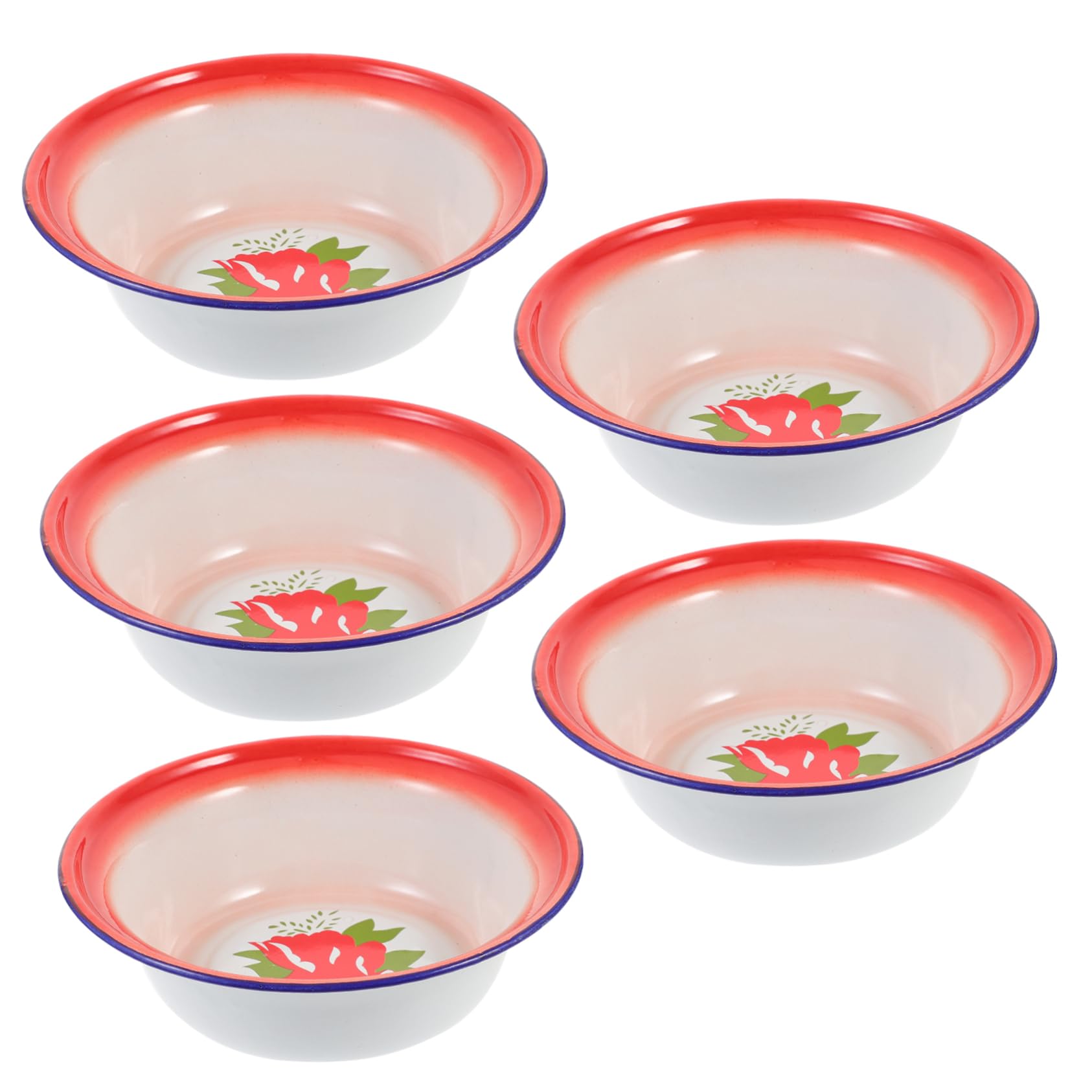 BESTYASH Cuenco Esmaltado Vintage de 5 Piezas para Cocina y Camping