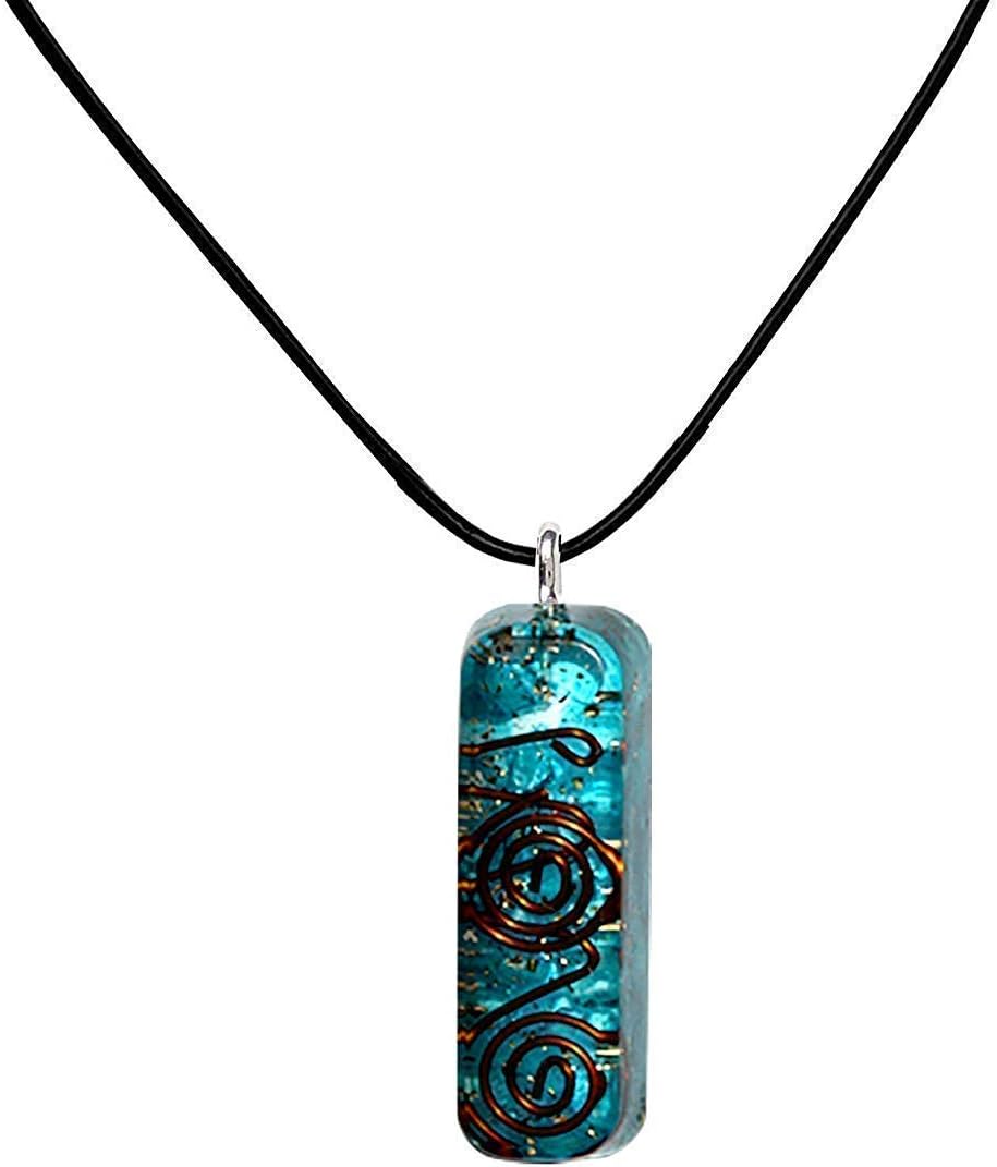 Orgone Pendant โ Emf Protection Orgone Energy Generator Natural Healing Crystal 7 Chakra Stone Aquamarine Orgonite Pendant Necklace for - Chakra Balance Anxiety Relief Meditation- Yoga Necklaces
