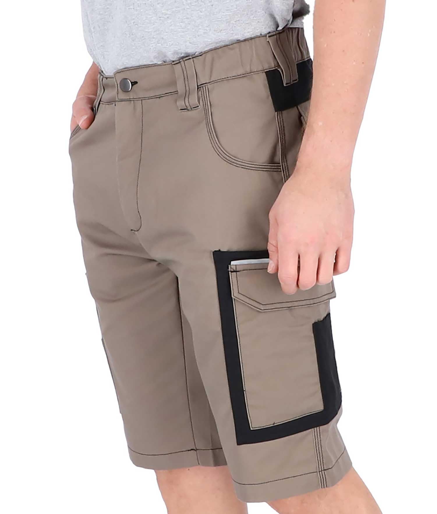 Short de travail court pour homme, avec stretch et poches à outils, pour l'artisanat, le bricolage et la construction, short court pour l'été et l'atelier, robuste et confortable