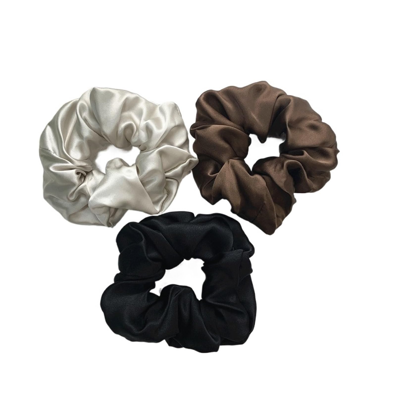 Coleteros Pelo Mujer 3 coleteros de seda for el pelo 6 cm ancho, grandes, lujo, for mujer, color gris(Color-16)