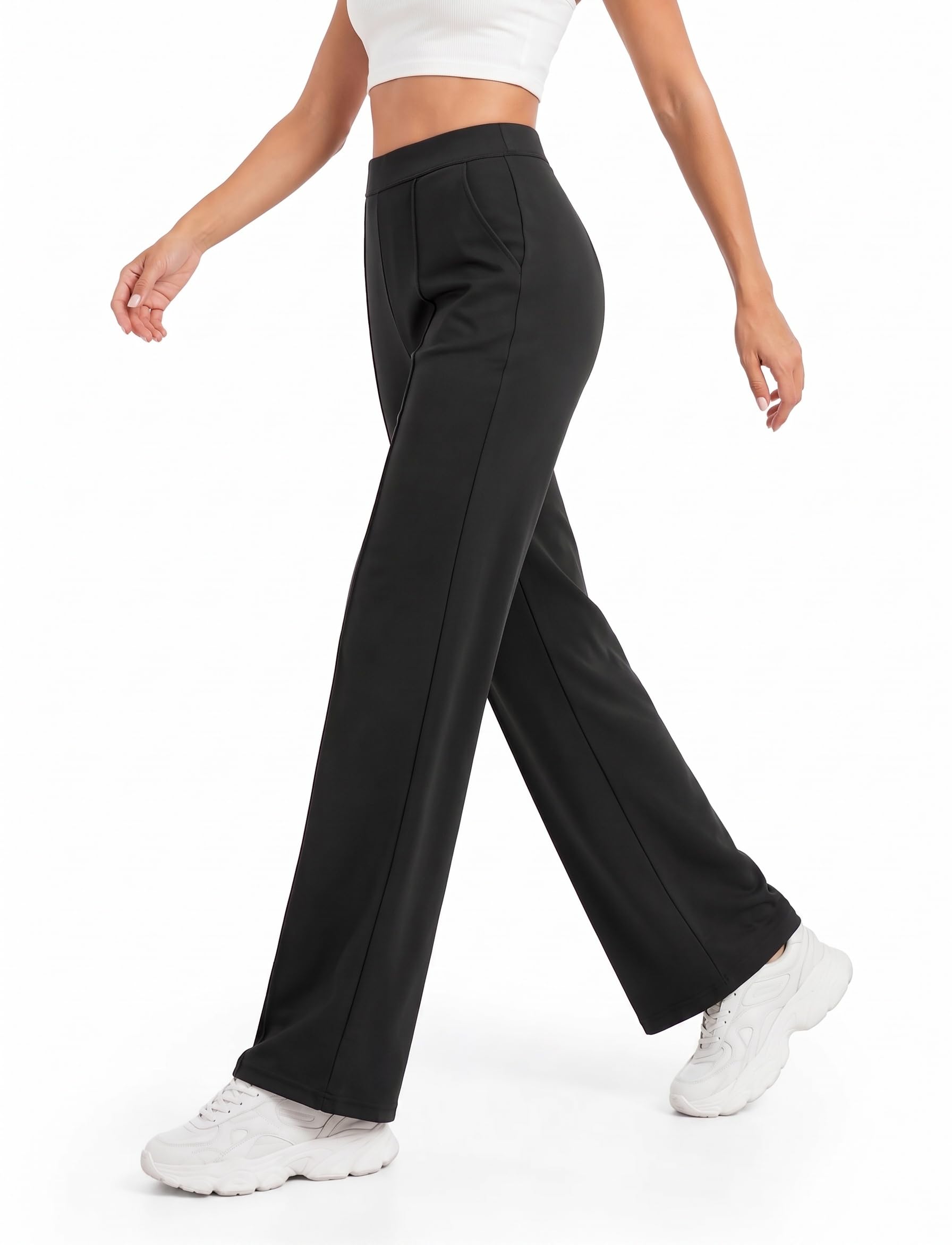 Cicy Bell Damen Business Hose Stretch Anzughose Straight Arbeitshose | Gerade Geschnittene, Elegant, Hohe Taille, Casual Bundfaltenhose, Wide leg Stoffhose
