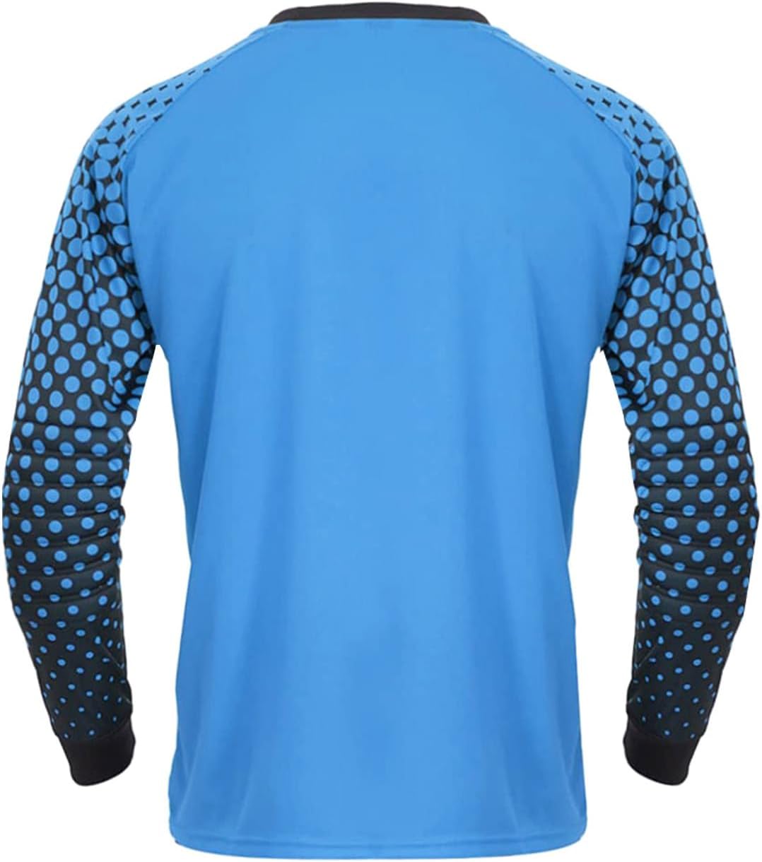 DRHOM Kids Boys Padded Goalkeeper Jersey and Pants Set Long Sleeves Goalie Soccer Shirt Training Uniform Activewear