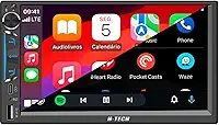 HT-5125CA CENTRAL MULTIMÍDIA MP5 TELA IPS 7" COM BOTÃO, FM, USB-A, USB-C, BLUETOOTH, ESPELHA ANDROID E IOS, CARPLAY E ANDROID AUTO COM OU SEM FIO