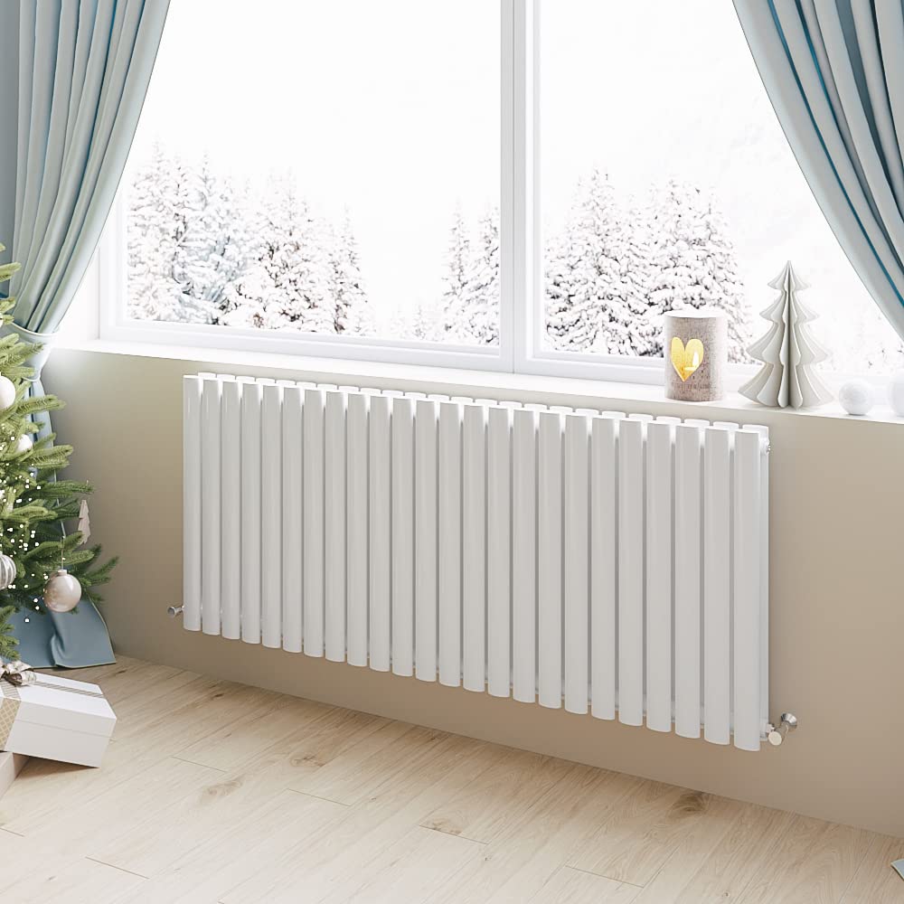 Huiyang White Horizontal Radiator Oval Column Designer Central Heating Rad 600X1416mm Double