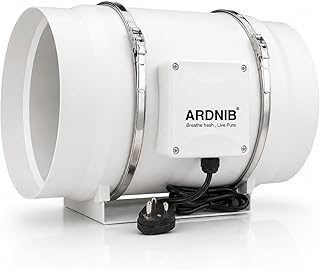 Inline fan (10"/250mm) Silent Mix Flow/Inline Duct Fan/Exhaust Inline/Circular Inline Fan/Air Circulation System/Fresh Air System, White 2 Speed | 180W |Air Flow 1400m3/h | Copper Motor