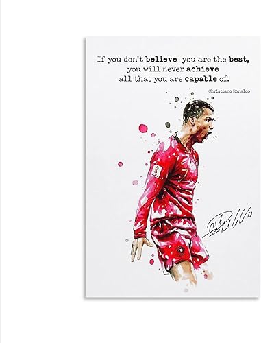 Miniatura 1 de FANCHUANG Póster CR con cita de fútbol, impresiones en lienzo para habitaciones, estilo sin marco, 12 x 18 pulgadas (11.8 x 17.7 in)