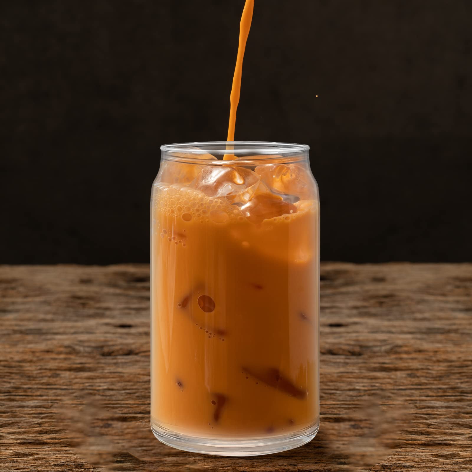 Tronco Beer Can Glasses with Bamboo Lid and Glass Straws,Drinking Glasses 10pcs Set,16oz Can Shaped Glasses with Lid and Straw,Beer Glass Can Cups,Soda Can Glasses,Glass Beer Cups,Iced Coffee Glasses