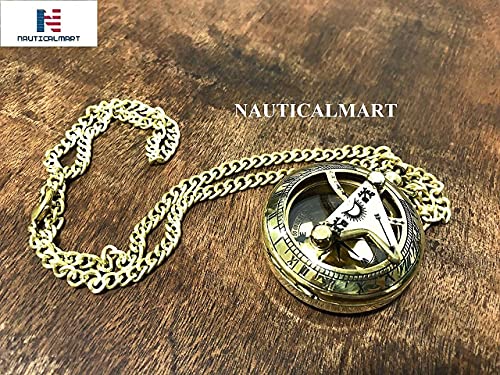 Brújula de latón náutica artesanal con botón pulsador y cadena, brújula de bolsillo, regalo para seres queridos, hijo, padre, pareja miniatura 2