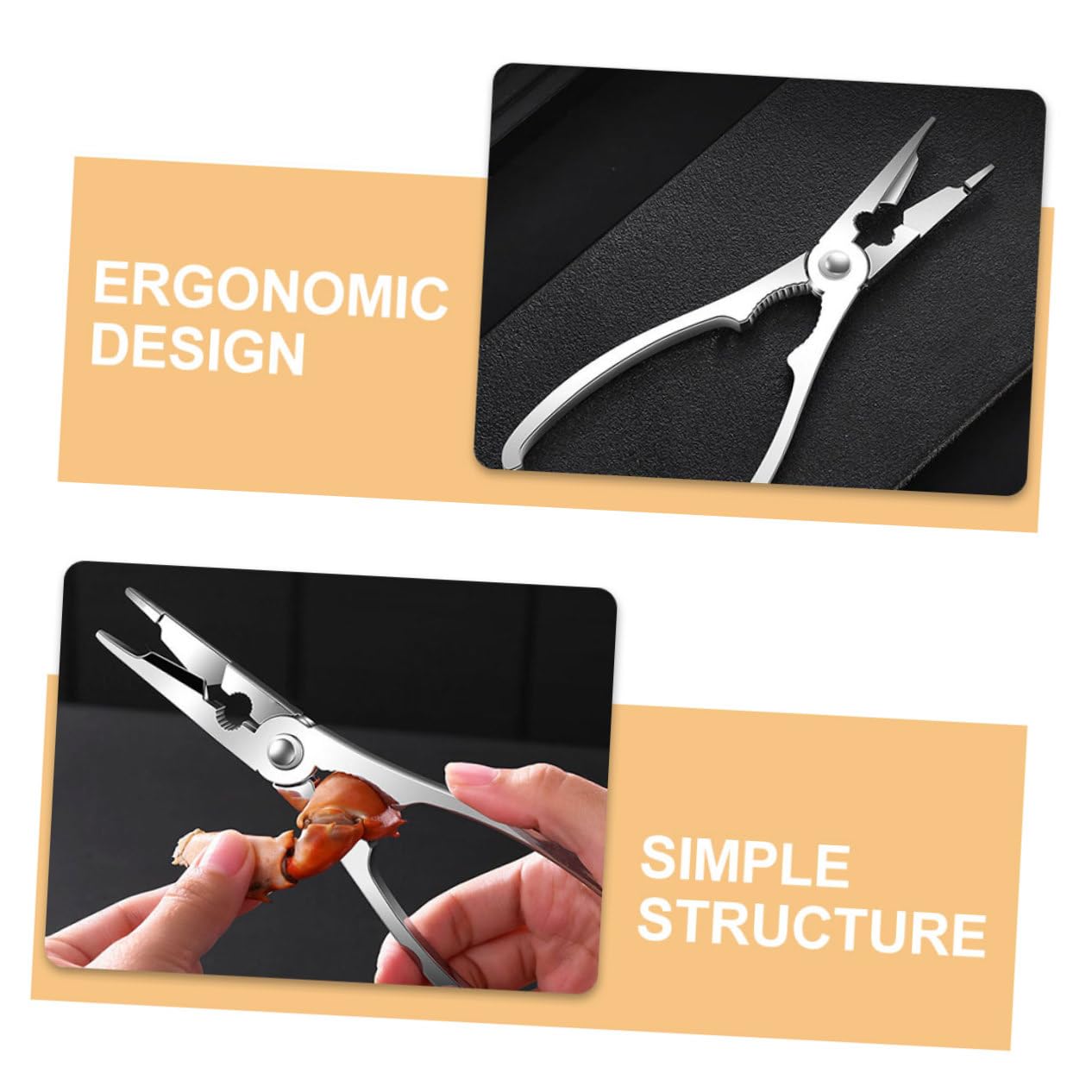 PRETYZOOM 5 Sätze Teiliges Seafood Tools Set Robustes Krabbenscheren und Lobsterbesteck Crab Claw Cracker und Seafood Forks Langlebig Rostfrei für Öffnen von Meeresfrüchten