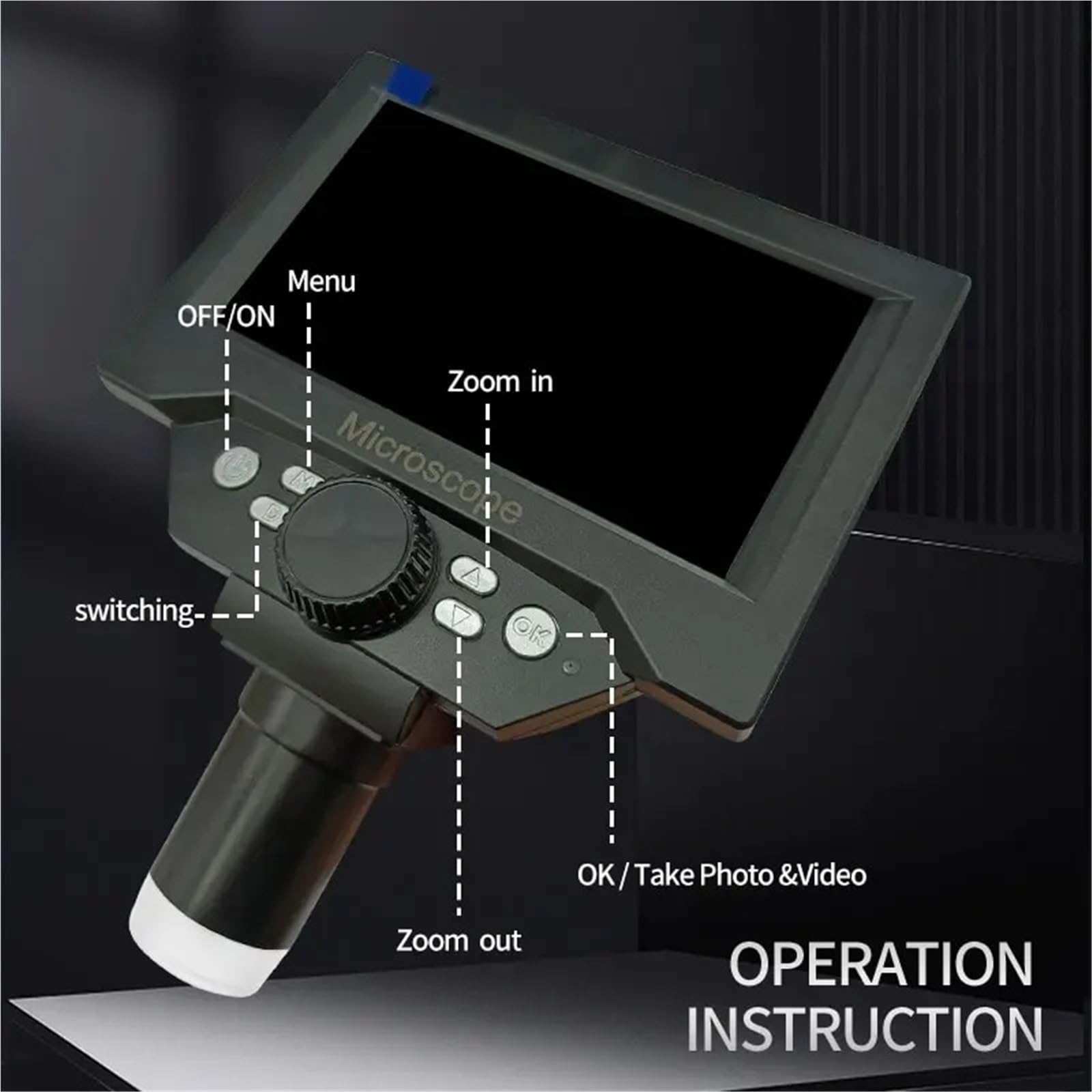 Digitales Mikroskop. 5,5" LCD Digitalmikroskop 1000X 1080P Vergrößerung Tragbar