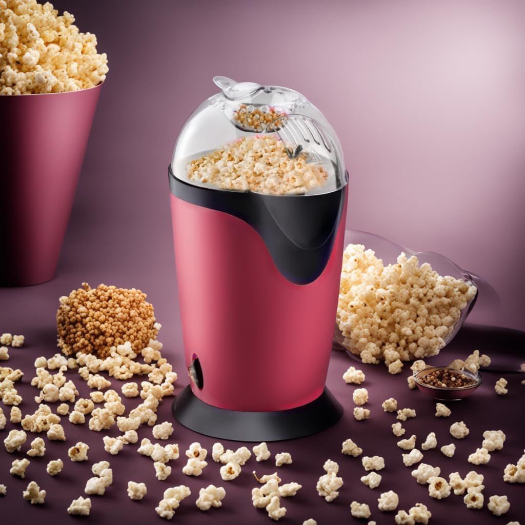 Elektryczna maszyna do popcornu o mocy 1200 W, maszyna popcornu DIY, popcorn o pojemności 2,6 l, 2-minutowe wybijanie Qucik, beztłuszczowe i zdrowe przekąski, dla dzieci, wieczory filmowe