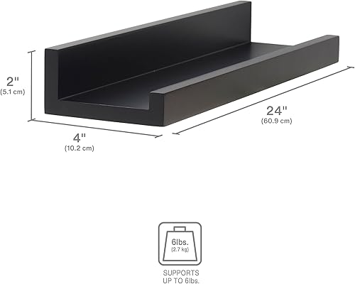 Miniatura 3 de MELANNCO Repisa flotante de MDF para fotos, dormitorio, sala de estar, baño, cocina, guardería, 14 pulgadas, juego de 2, negro