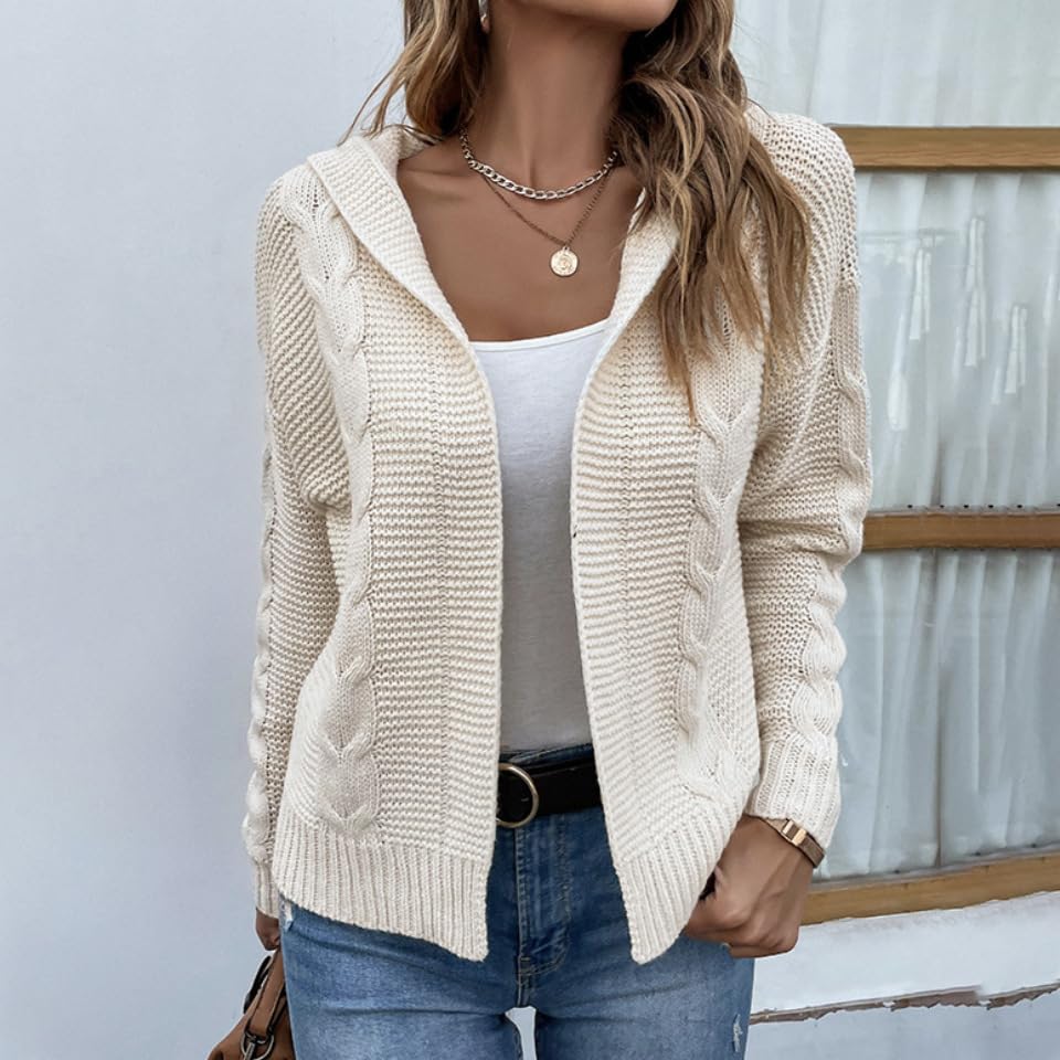 Women's Hooded Cardigan Sweater Knitted Sweater Autumn and Winter Twist Sweater Women's Cardigan Jacket Stylish Knit Sweater2