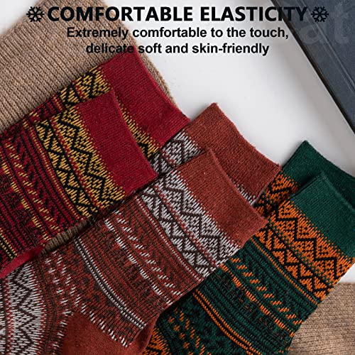 IIG 3-6 Pairs Men Dress Cotton Socks Funky Colorful Pattern Wool Crew Socks4