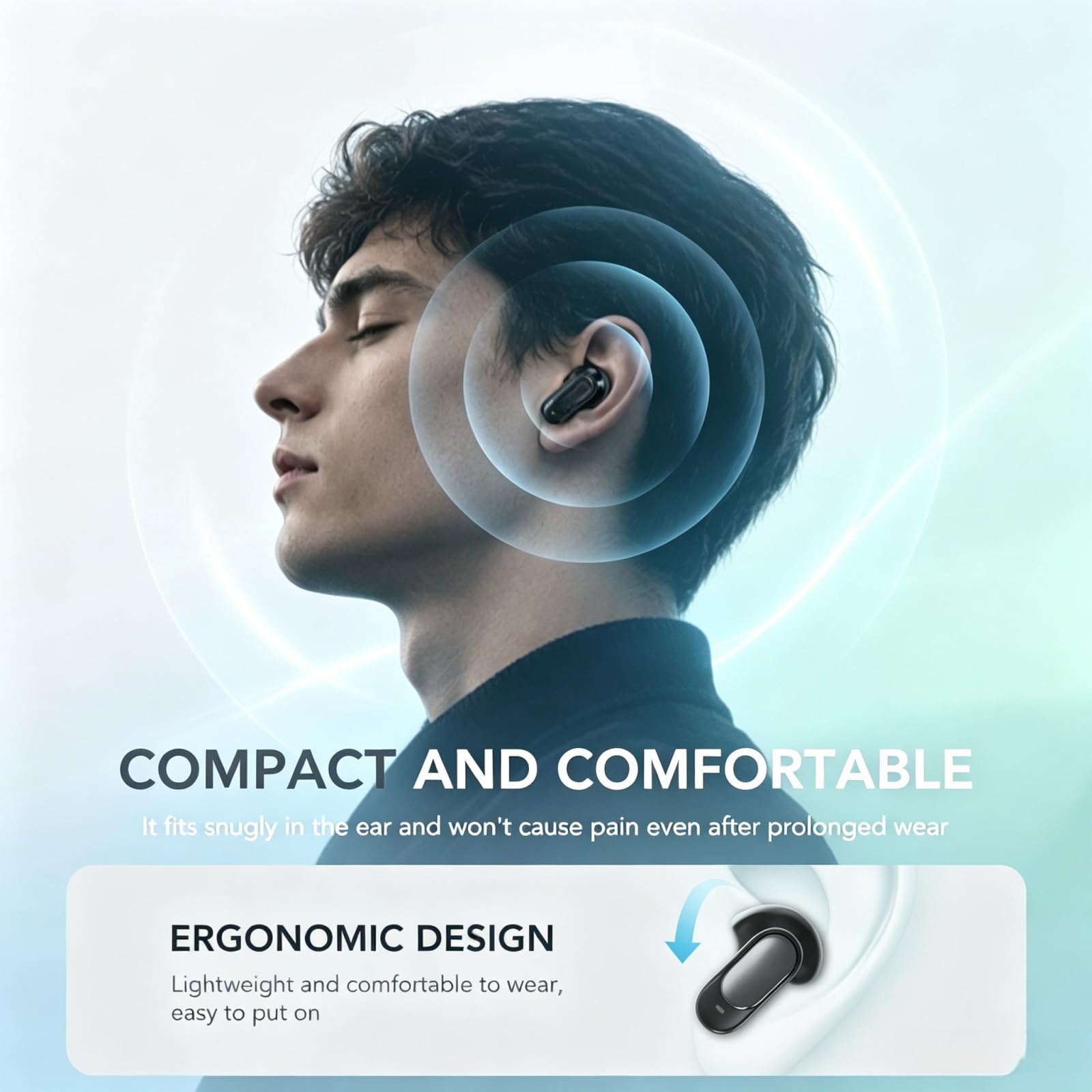 MS129 Bluetooth Kopfhörer In Ear, 3.5g Ultraleichte Schlaf Kopfhörer, Kabellose Ohrhörer Bluetooth 6.0 Geräuschunterdrückung, Low Latency Gaming Kopfhörer, 35 Std. Wiedergabezeit (Weiß)