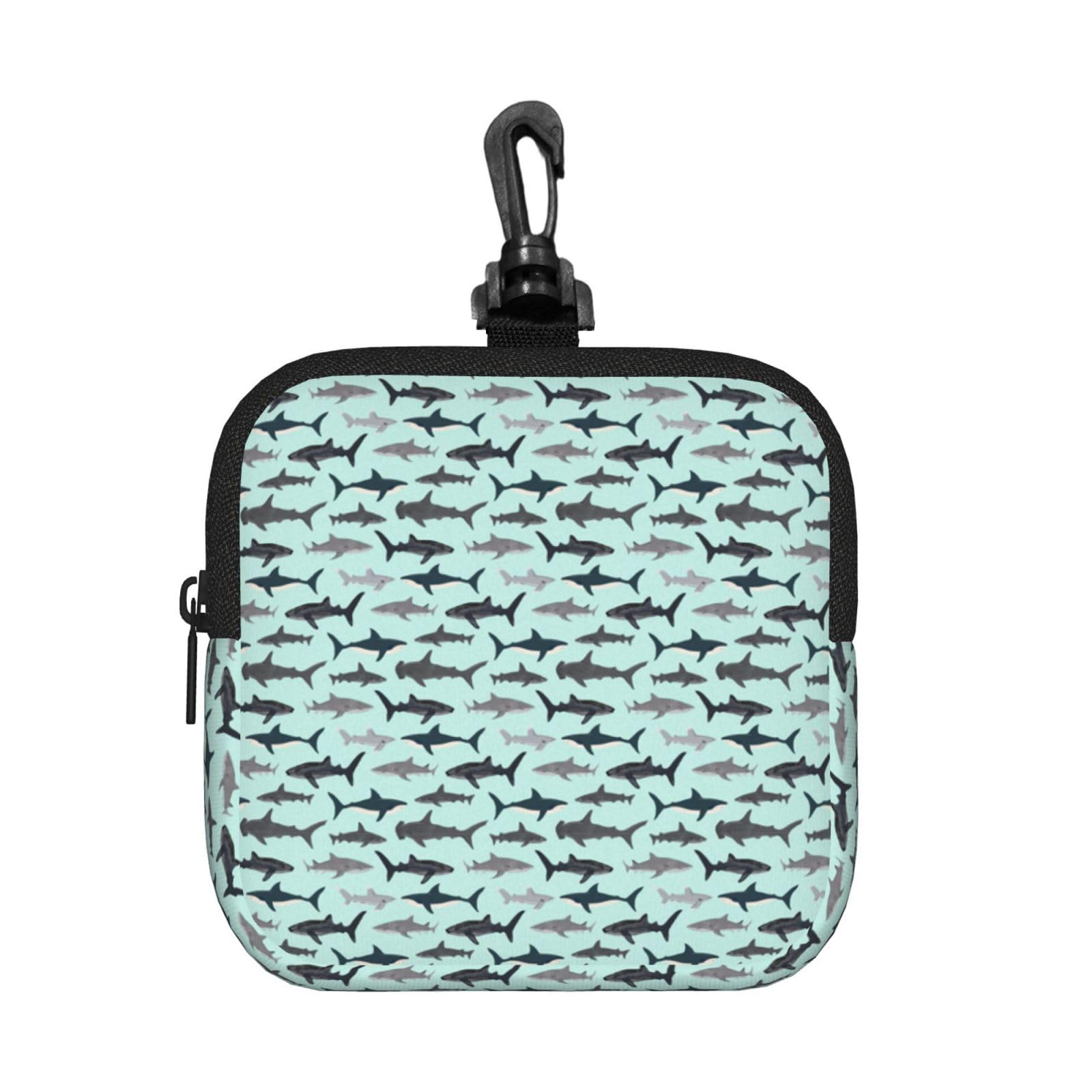 Shark Print Square Storage Bag Travel Toiletry Cosmetic Organizer Pouch Lightweight Reusable
