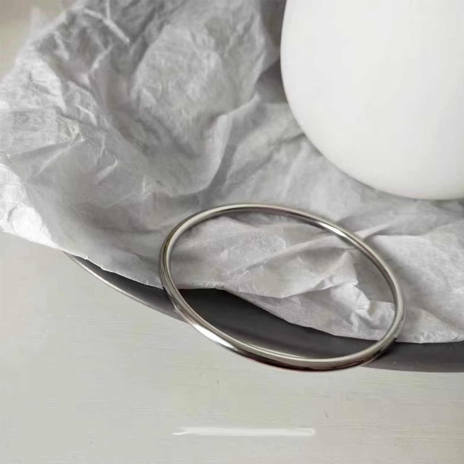 Kainier 3mm 14K Gold Plated Bracelet Stainless Steel Glossy Stackable Thin Round Bangle Bracelet for Women Solid Plain Polished Bracelet Best Gifts for Love - Image 8