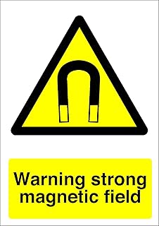 Warning strong magnetic field warning sign Metal Sign 8 x 12 Inches – Clear Signage for Walls, Fences