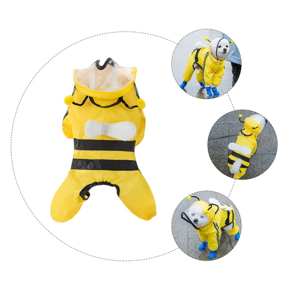 Didiseaon 3pièces Manteau De Pluie pour Chiens Abeille Veste Imperméable Et Respirante pour Petits Et Moyens Chiens Poncho Pratique Et pour Journées Pluvieuses