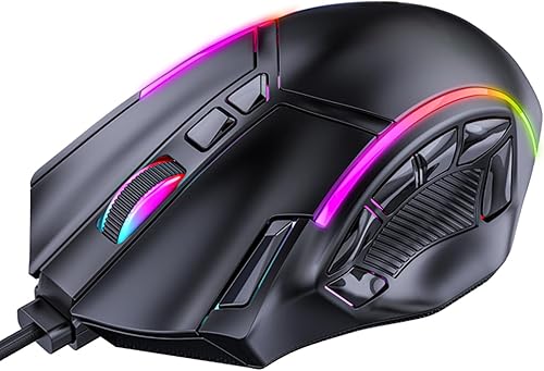 EBTOOLS Gaming Mouse, 12 Programmable Buttons RGB Lights 12800DPI Ergonomic Design, with 1.8m Cable, for Computer Laptop PC