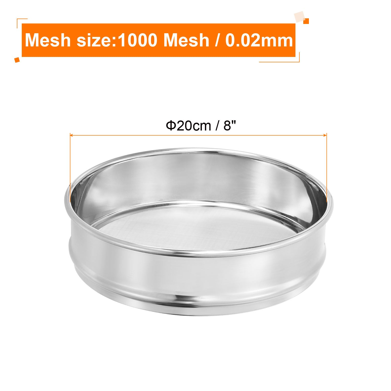 PATIKIL 1000 Mesh Laborsieb 8" Durchmesser Testsieb 304 Edelstahlgewebe (0,02mm) Für Industrielles Labor