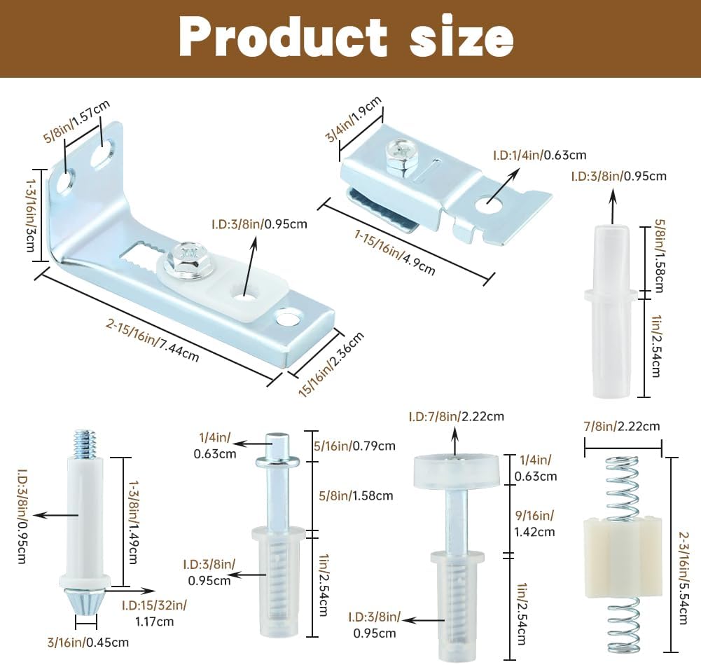 Bifold Door Hardware Repair Kit,2 Pack Closet Doors Hardwares Kit with Top & Bottom Bracket,Guide Wheel and Pivot,Folding Door Hardware Replacement,3/8" Pivot,7/8" - 1" Guide Wheels Fits Common Track