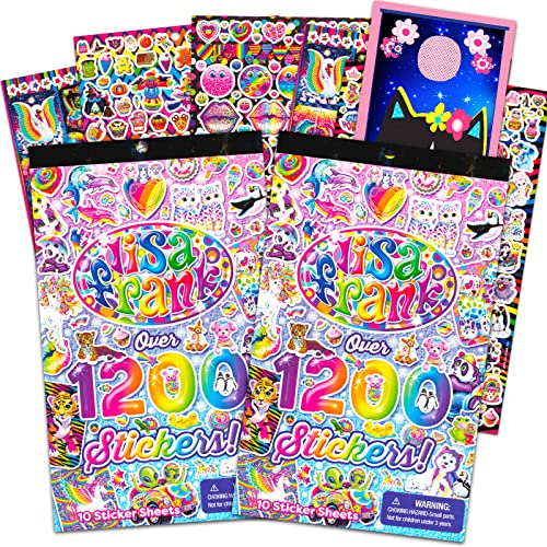 Bendon Lisa Frank Sticker Book Ultimate Bundle Set - Over 2400 Bright Colorful Lisa Frank Stickers Plus Door Hanger (20 Lisa Frank Party Favors Sticker Sheets)