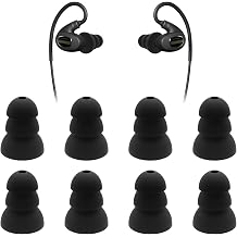 Klowcok Triple Flange Eartips for ISOtunes PRO, Sport Advance BT, PRO Aware, Wired Earbuds. Soft Silicone Replacement Tips. 4 Pairs, Black