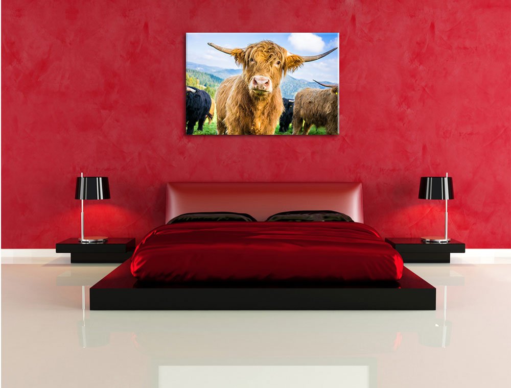Pixxprint Leinwandbild „Blick Einer Kuh“ 60x40 Cm – Fertig Auf Keilrahmen Gespannt, Made In Germany
