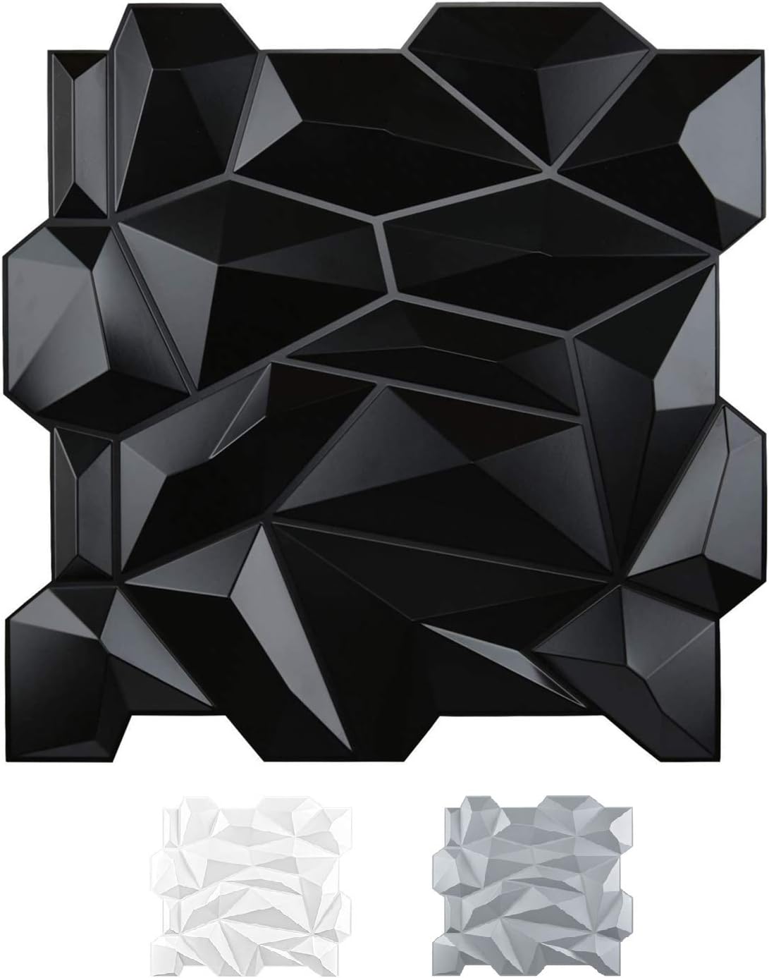 Art3d PVC 3D Diamond Wall Panel Jagged MatchingMatt Black, for