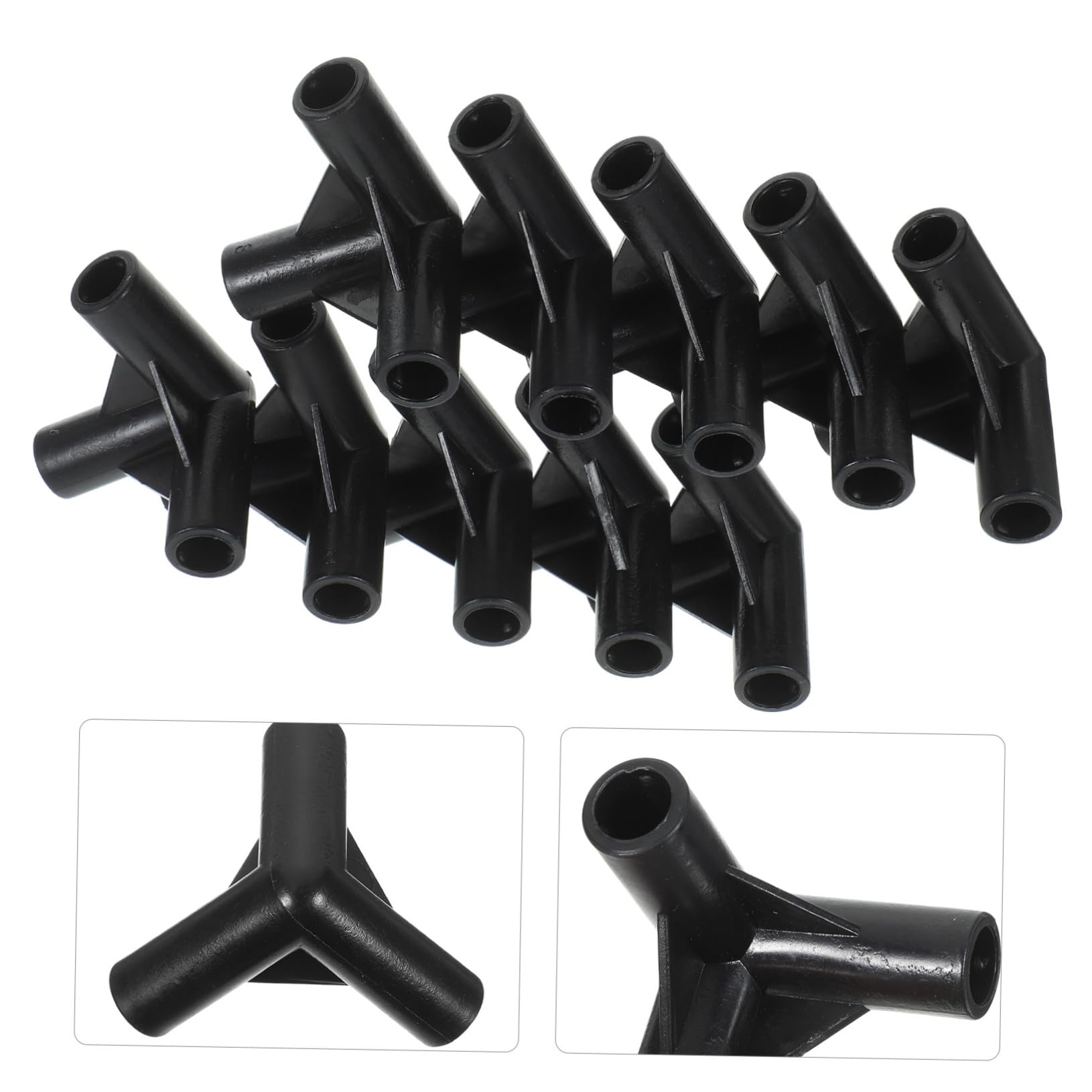 UPKOCH Lot de 24 Connecteurs de Tente à 3 Voies en PE Noir pour Auvent Extérieur, Accessoires de Fixation Compacts et Légers, Pièces de Rechange pour Structure de Véranda et Pergola