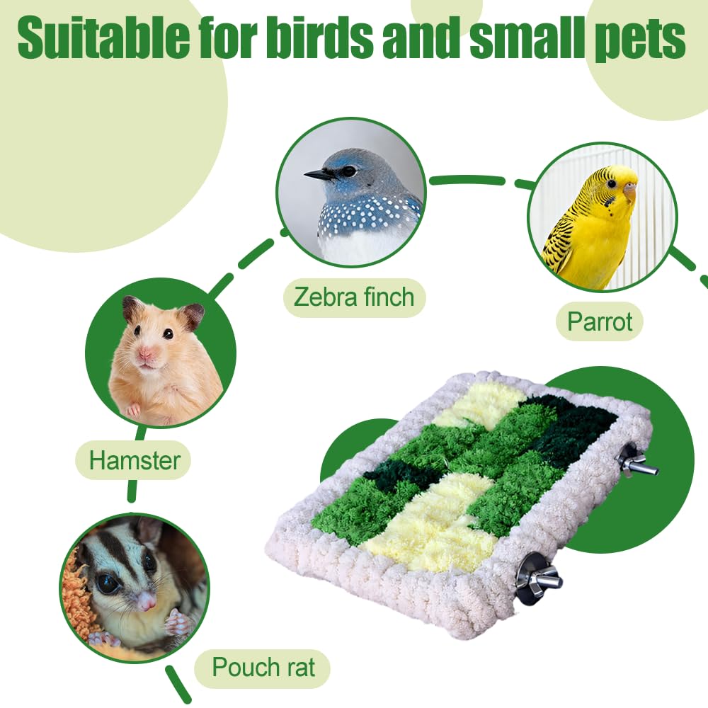 MiOYOOW Cama de jaula para pájaros, nido colorido para dormir, hamaca colgante cálida para pájaros, marco de acero inoxidable 304 integrado para plataforma de pie de invierno, suministros de jaula de
